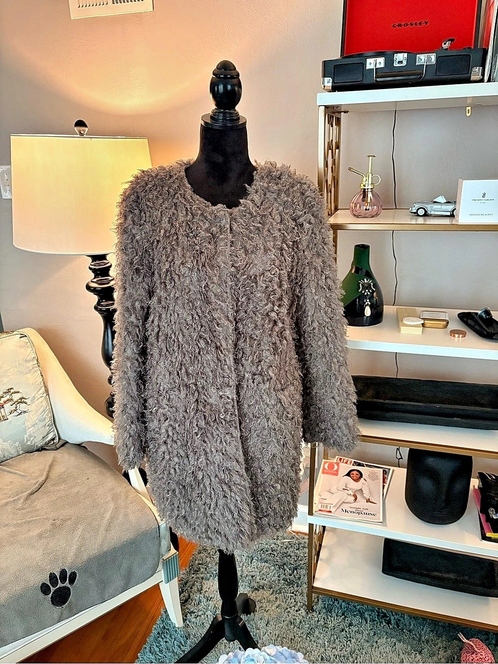Ann Taylor Gray Teddy Jacket Size Large